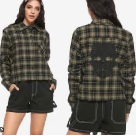 Nwt HOT TOPIC LACE SKULL flannel shirt 3X $44.99 - Picture 1 of 2